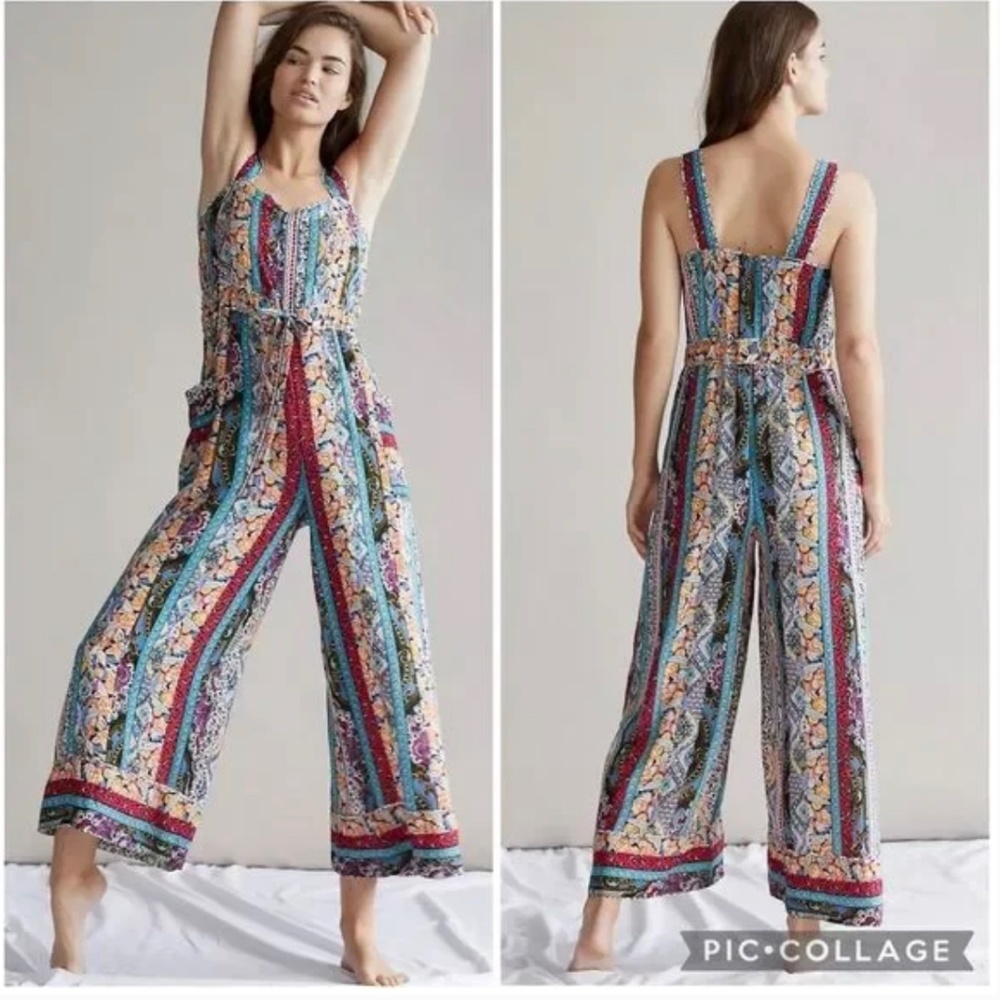 Anthropologie Calais Jumpsuit in Mixed Floral Print SMALL